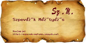 Szpevák Mátyás névjegykártya