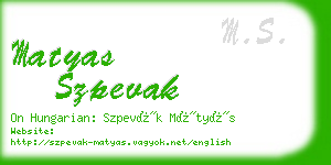 matyas szpevak business card